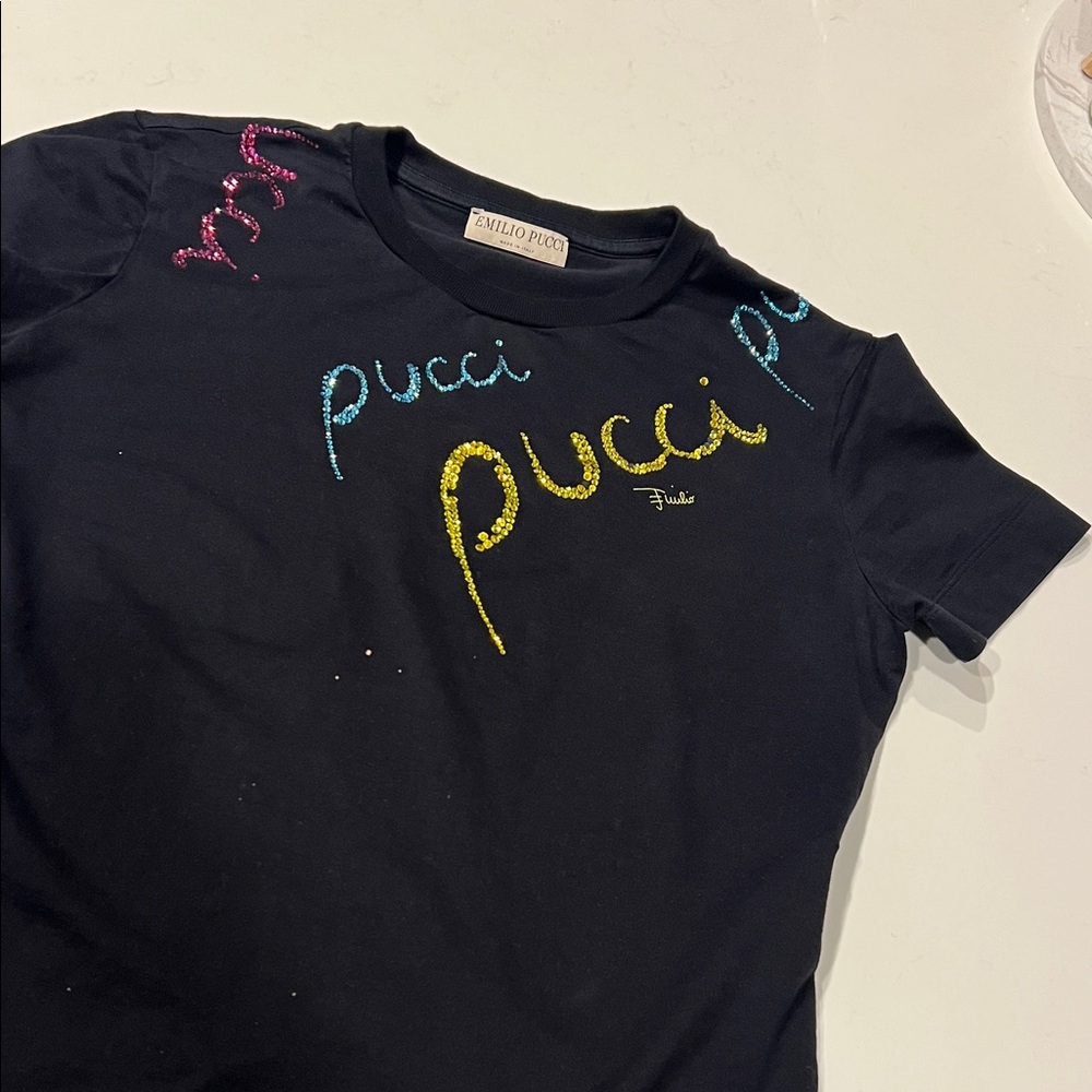 Emilio Pucci Tee with Vibrant Logo Accents